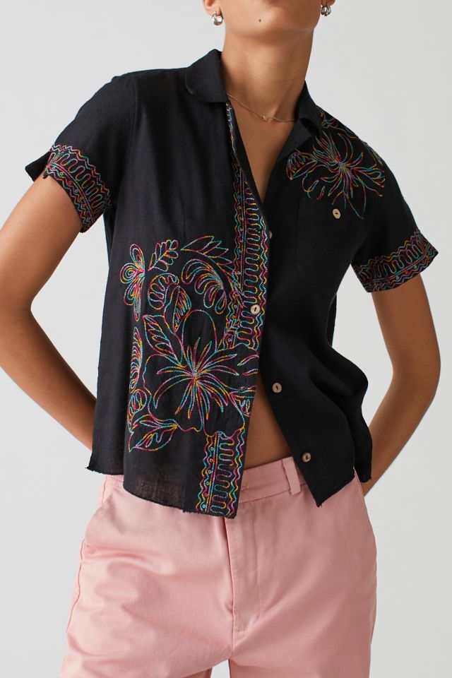 Embroidered button down outlet shirt