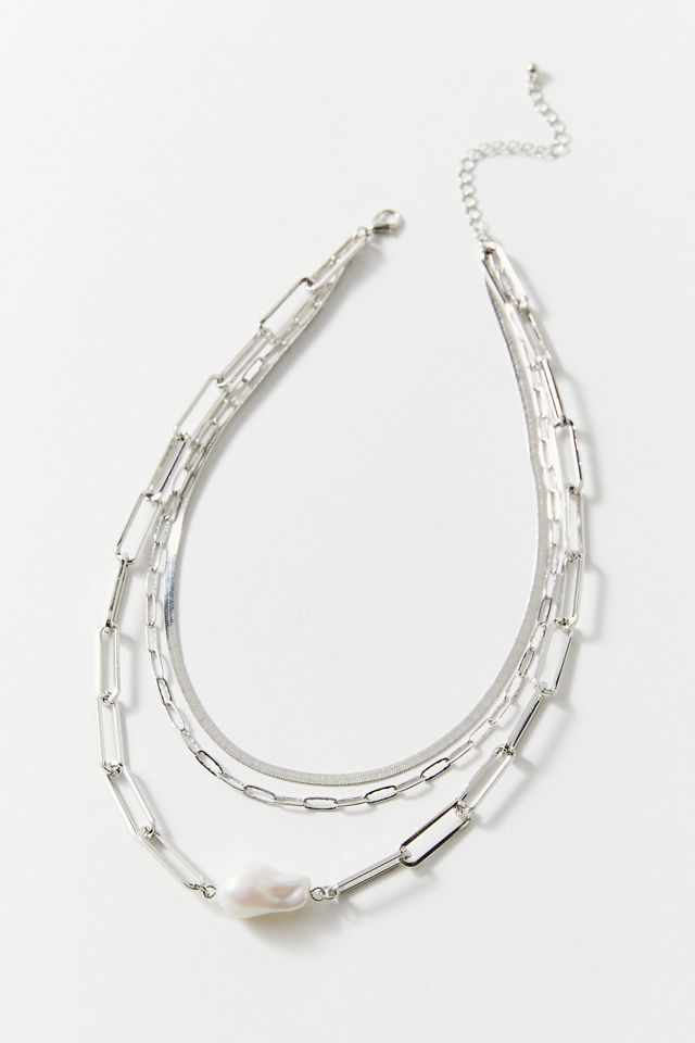 Pearl Pendant Layer Necklace #1
