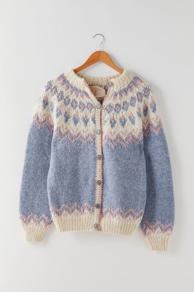 VTG Design Options Grammacore Women's Pastel Fair Isle Nordic Wool popular Cardigan XL