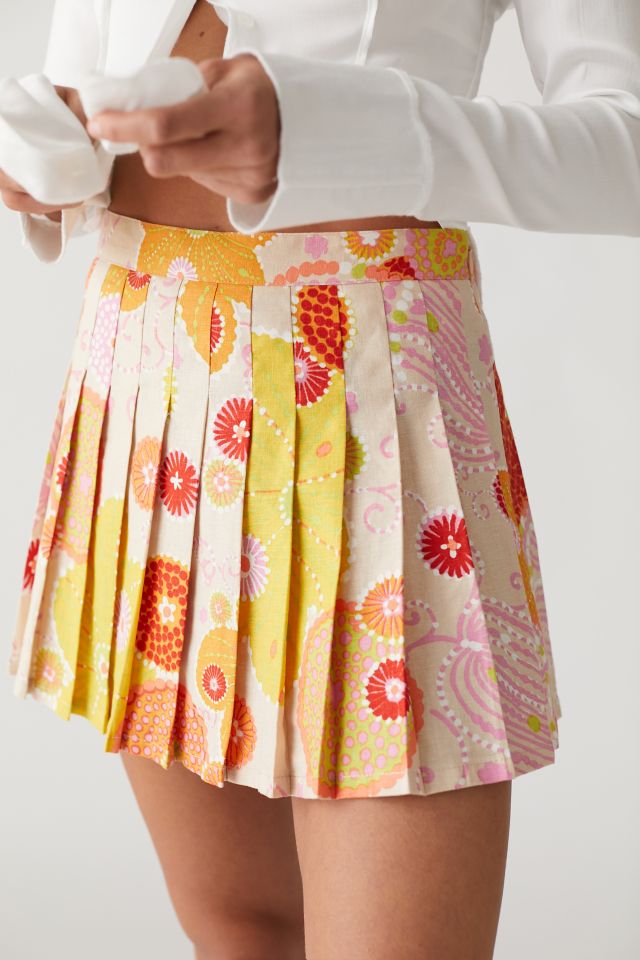 UO Hayley Linen Floral Mini Skirt #1