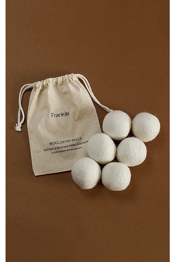 Frankie Collective Wool Natural Fabric Softening Dryer Balls In White