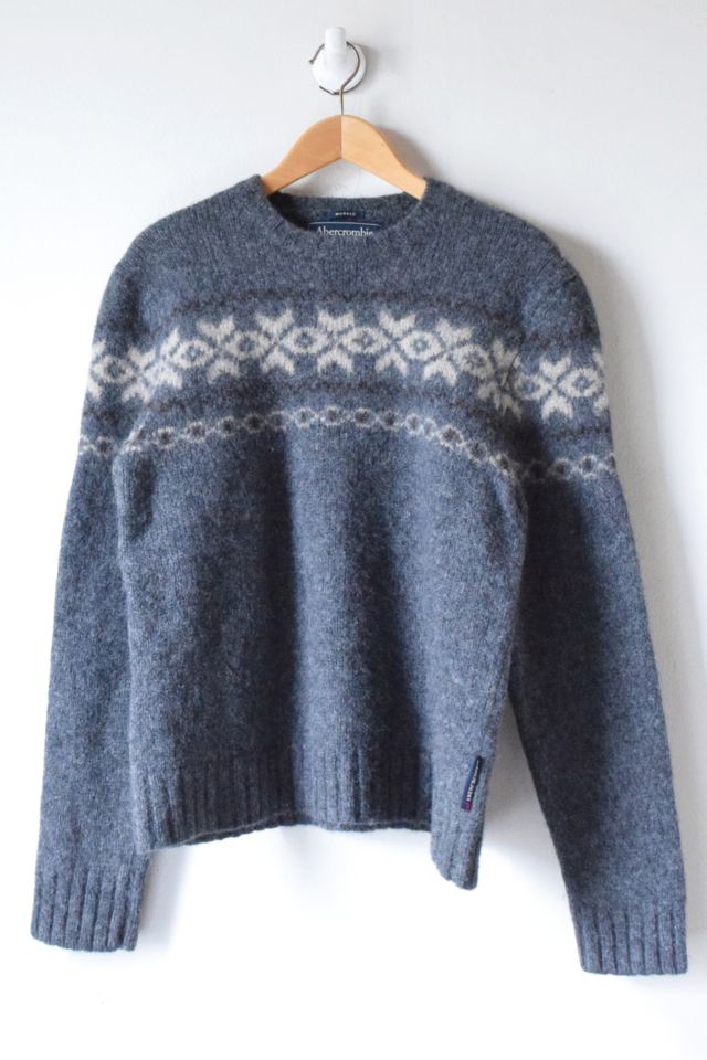 Vintage Y2K Dark Grey Fair-Isle Knit Sweater | Urban Outfitters