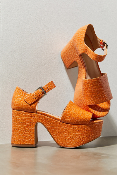 orange platform heels
