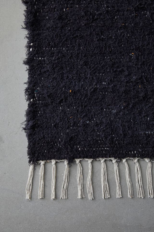 Solid Woven Textured Shag Rag Rug | Urban Outfitters