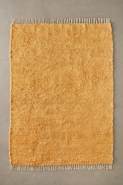 Urban Outfitters Greyson Solid Tone Shag Rag Rug In Mustard