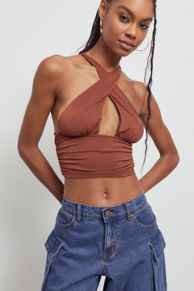 crop criss cross halter top