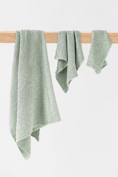 Shop Magiclinen 3-piece Waffle Towel Set In Pistachio Green At Urban Outfitters