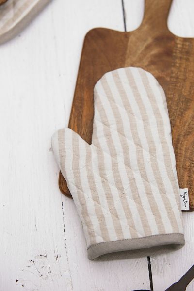 Linen-blend Oven Mitt - Light beige/natural white - Home All