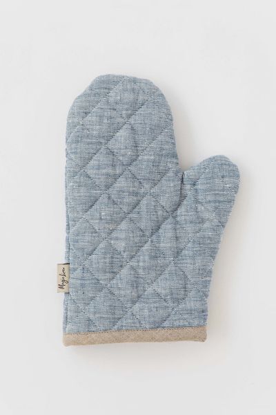 Magiclinen Linen Oven Mitt In Blue Melange