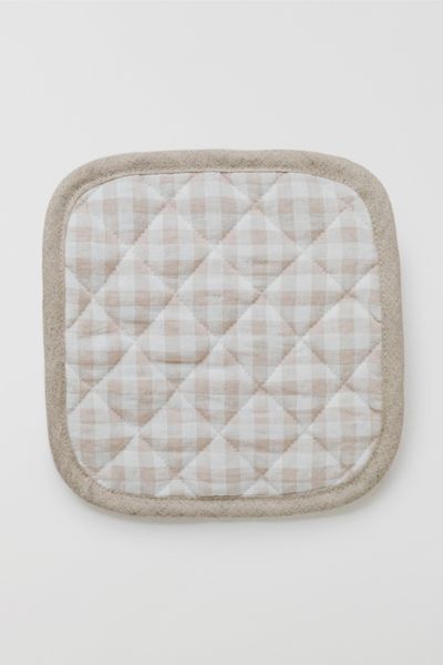 Magiclinen Linen Pot-holder In Natural Gingham At Urban Outfitters
