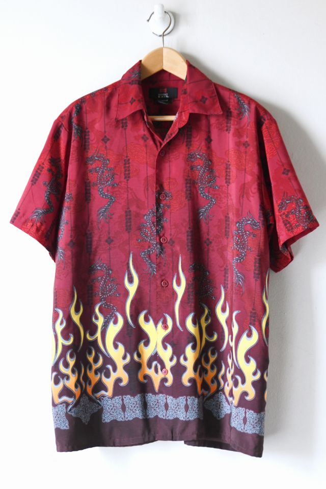 Shirts  Vintage No Boundaries Flame Fire Button Up Shirt 9s Y2k