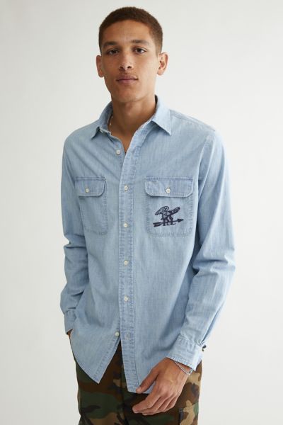 Polo Ralph Lauren Country Store Chambray Button-down Shirt In Light Blue