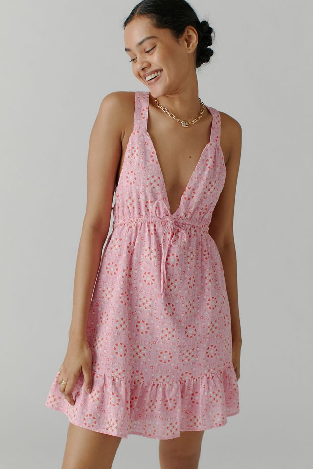 UO Hansel Printed StrappyBack Mini Dress Urban Outfitters