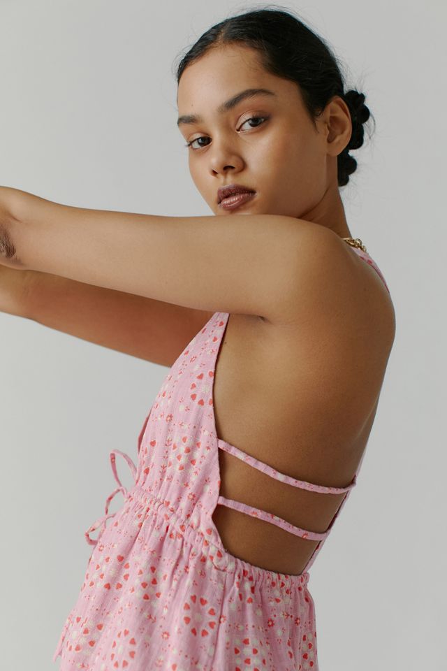 UO Hansel Printed Strappy-Back Mini Dress #2