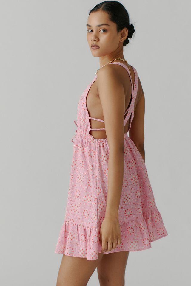 UO Hansel Printed Strappy-Back Mini Dress #3