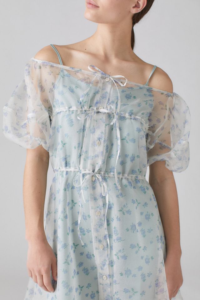 open lace back dress Pinstripe Organza Mixed Media Khaki Shirtdress main image 0