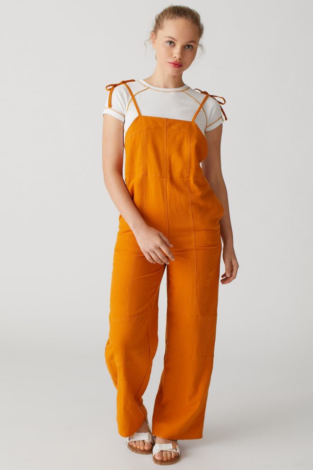 UO Harley Linen Backless Tie Overall | Urban Outfitters Canada
