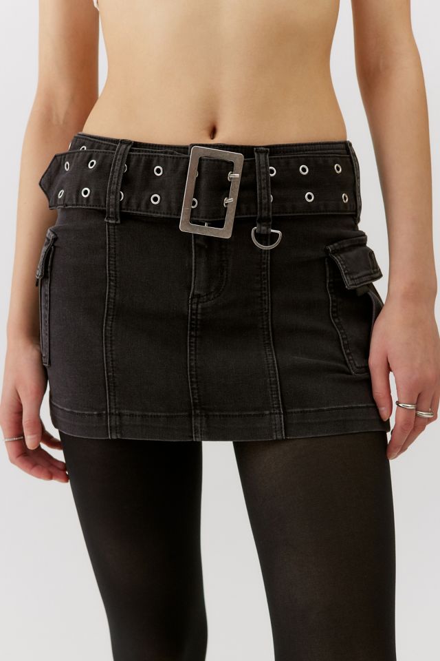 Belted Mini Skirt in Black - Get great deals at JustFab