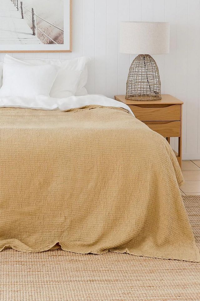 WAFFLE BLANKET UNE CHAMBRE 150X210 BEIGE - その他