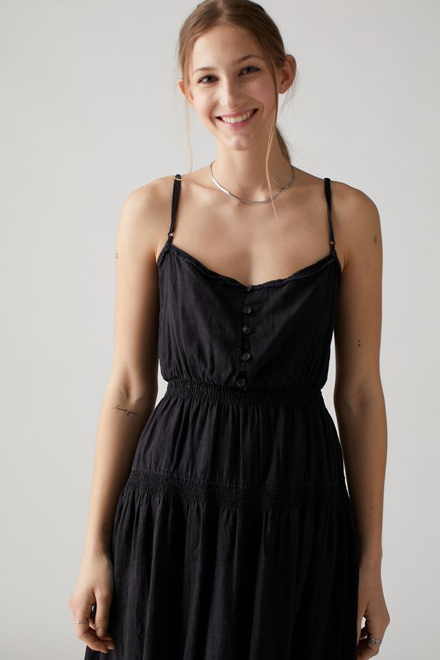 UO Ella Linen Dropped-Waist Midi Dress | Urban Outfitters Canada