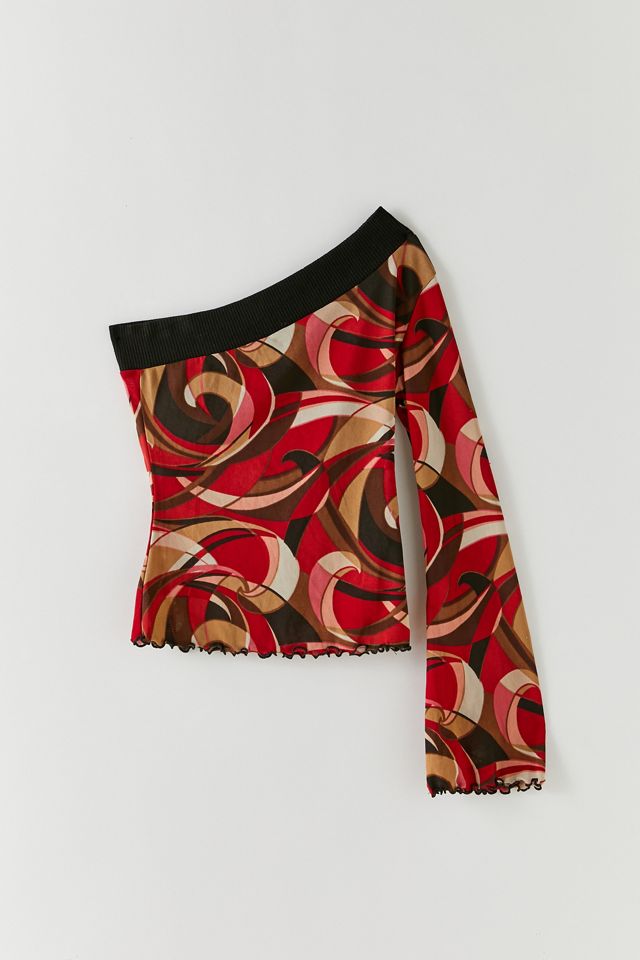 Vintage Printed One-Shoulder Top | Urban Outfitters