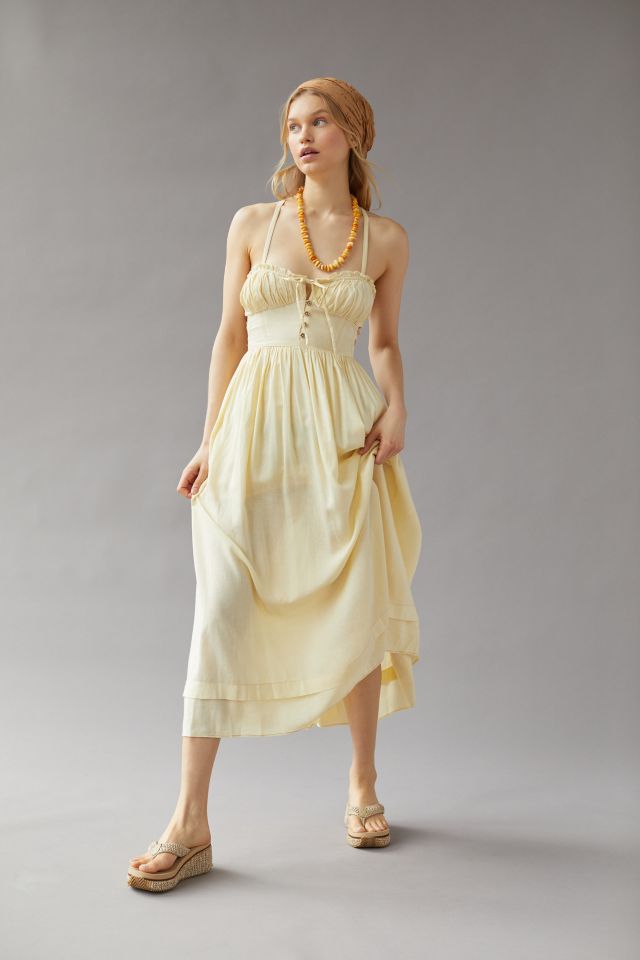 UO Cora Linen Open Back Midi Dress #2