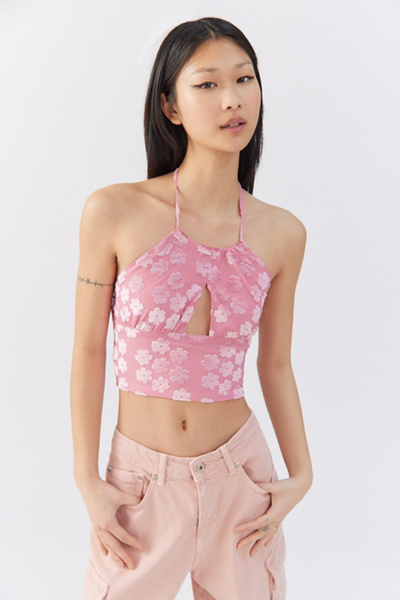 Daisy Street Floral Halter Top In Pink | ModeSens