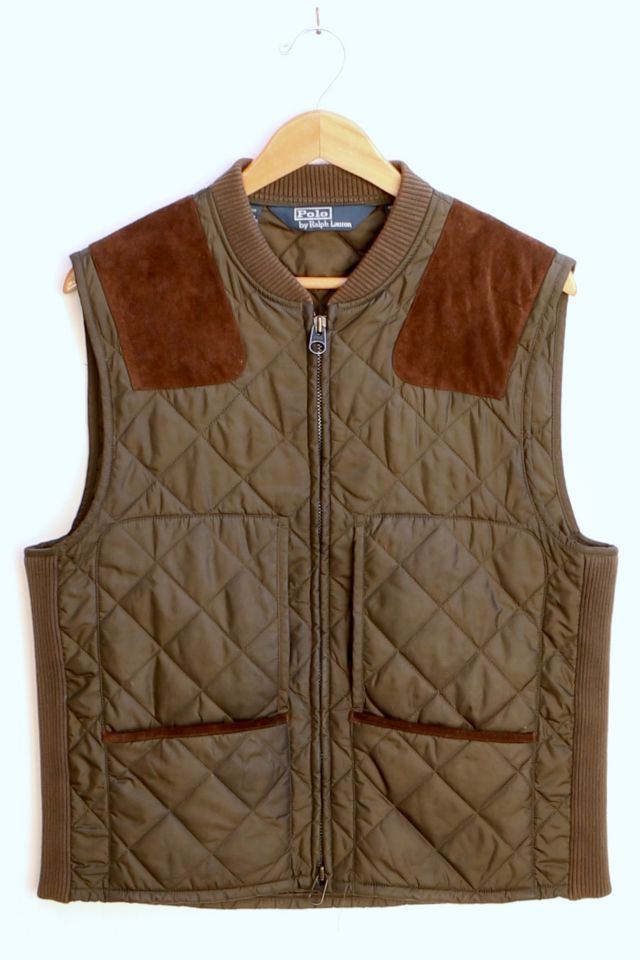 Vintage Polo Ralph Lauren Quilted Leather Trim Hunting Vest