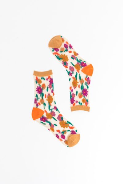 Sock Candy Ditsy Floral Sheer Sock Urban Outfitters 