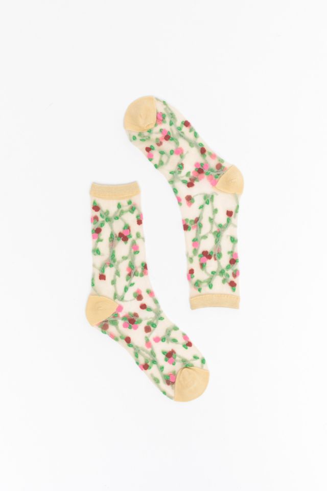 Sock Candy Sheer Rosettes Sock | Urban Outfitters