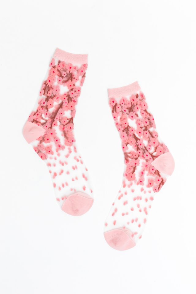 Sock Candy Cherry Blossom Sheer Sock Urban Outfitters