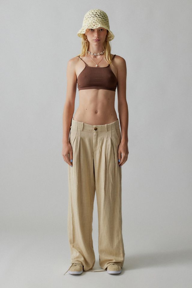 UO Martina Linen Low-Rise Trouser Pant