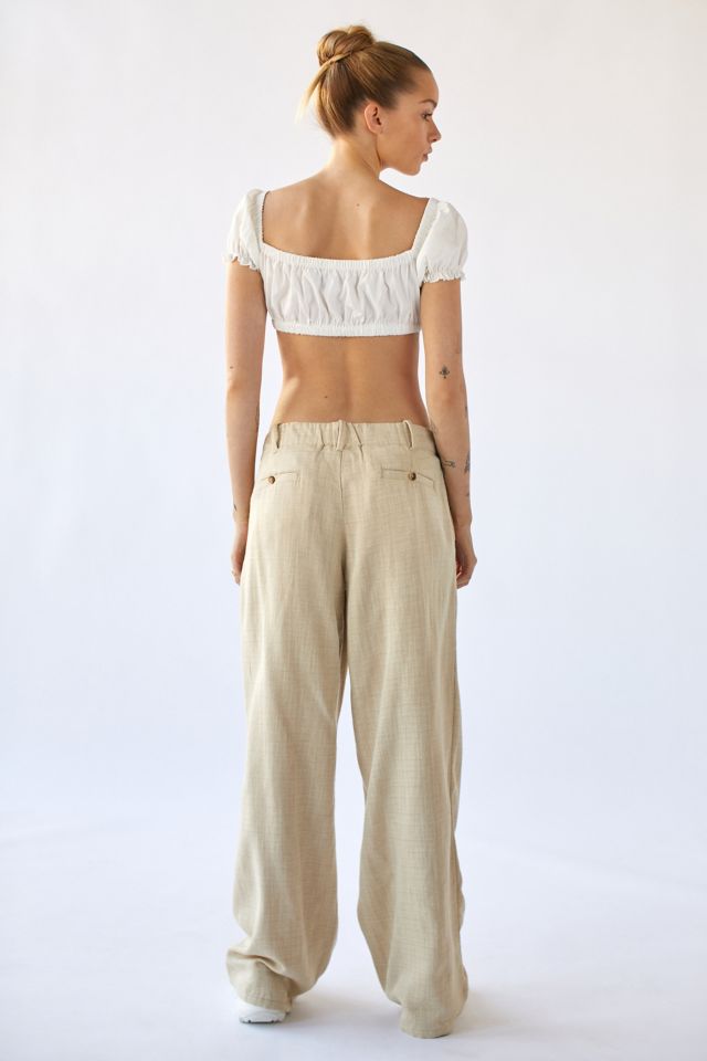 UO Martina Linen Low-Rise Trouser Pant