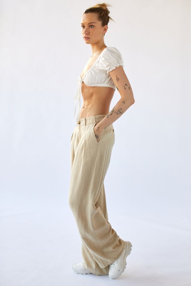 UO Martina Linen Low-Rise Trouser Pant #3
