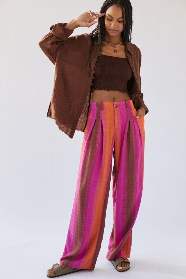 Linen Low-Rise Wide Leg Trousers