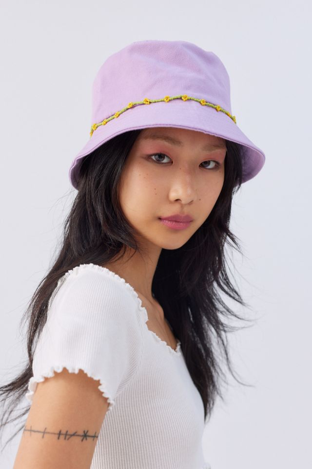 Daisy Beaded Trim Bucket Hat Urban Outfitters