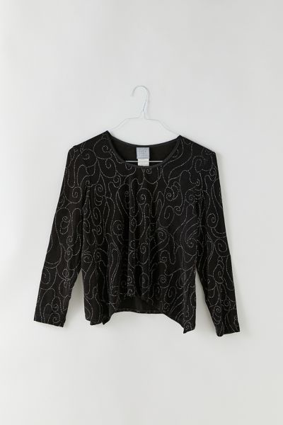 Vintage Glitter Long Sleeve Top | Urban Outfitters