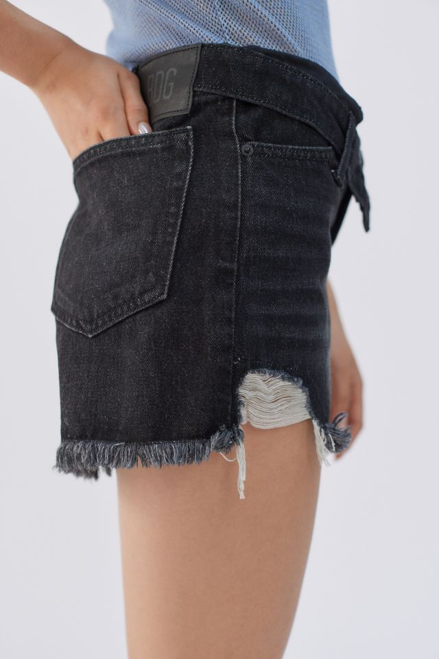 BDG Foldover V-Front Denim Short — Washed Black Denim #3