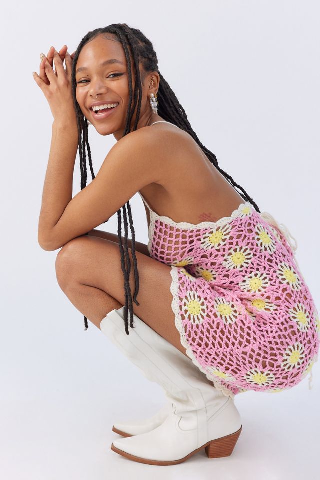 Daisy Street Sheer Crochet Mini Dress | Urban Outfitters