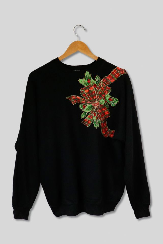 Vintage DIY Holly with Bow Art Project Wraparound Graphic Ugly Holiday Sweater