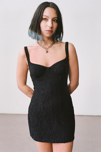 uo ribbed lace trim mini dress ribbed blue and orange mini dress with lace detail