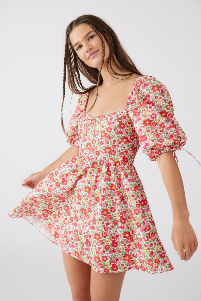 For Love & Lemons Auden Floral Puff Sleeve Mini Dress | Urban Outfitters