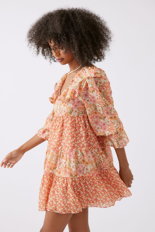 Glamorous Mixed Floral Print Babydoll Dress Urban Outfitters Canada