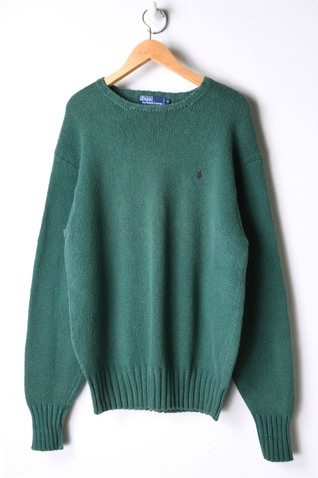 Vintage 90s Polo Ralph Lauren Dark Green Knit Sweater | Urban Outfitters