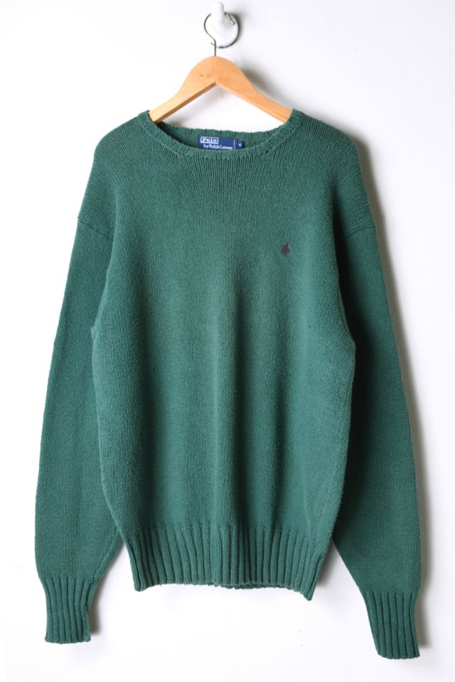 Vintage 90s Polo Ralph Lauren Dark Green Knit Sweater | Urban