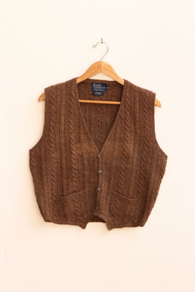 Vintage Polo Ralph Lauren Hand Knit Wool Sweater Vest Made in GB