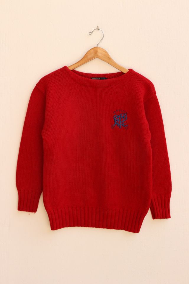 Vintage Polo Ralph Lauren Crest Wool Boat Neck Sweater | Urban Outfitters