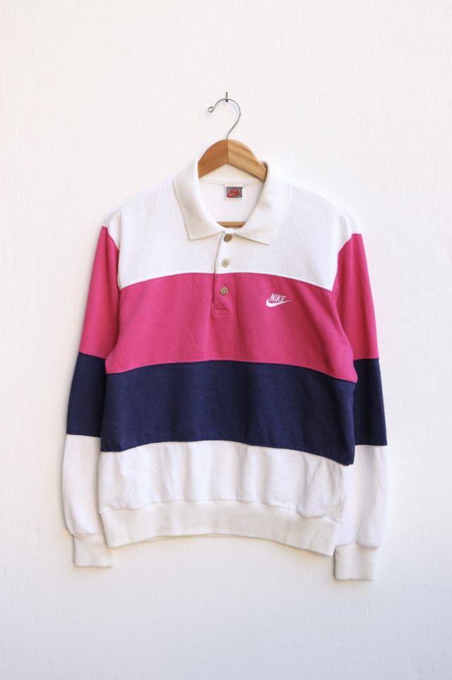 Vintage Nike 1989 Colorblock Polo Sweatshirt with Custom Buttons