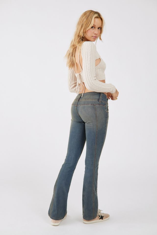 Belted flare hot sale jeans