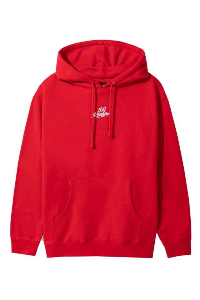 100 Thieves Logo Hoodie Red Urban Outfitters